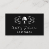 Bartender Sommelier Tropische Cocktail Zwart & Wit Visitekaartje (Voorkant)