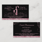 Bartender sprankelend roze Zwart Visitekaartje (Voorkant / Achterkant)