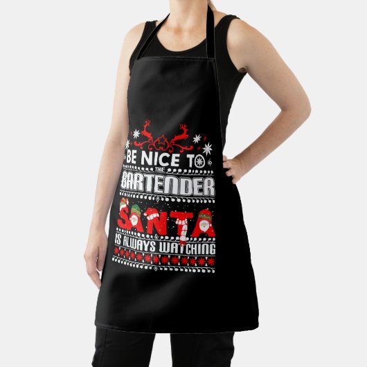 Bartender Ugly KerstSweater Gift Funny Barten Schort (Insitu)