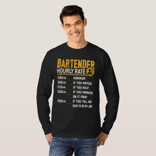 Bartender Uurloon Barman Bartender Mixoloog T-shirt (Voorkant volledig)