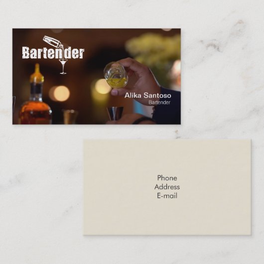 Bartender Visitekaartje (Voorkant / Achterkant)
