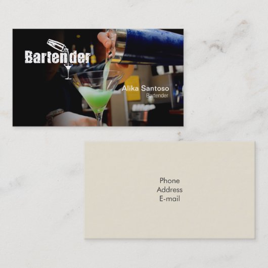 Bartender Visitekaartje (Voorkant / Achterkant)