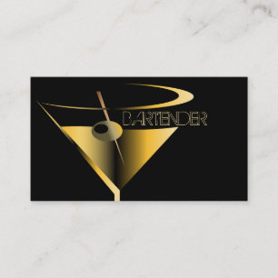 Bartender Visitekaartjes Gold Martini Cocktail