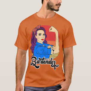 Bartender Vrouw Gift Barman Barkeeper Str. T-shirt