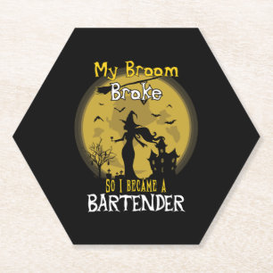 Bartender Witch Halloween Kartonnen Onderzetters
