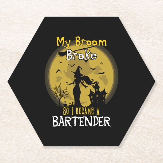 Bartender Witch Halloween Kartonnen Onderzetters (Voorkant)