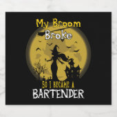 Bartender Witch Halloween Sparkling Wijnetiket (Enkel label)