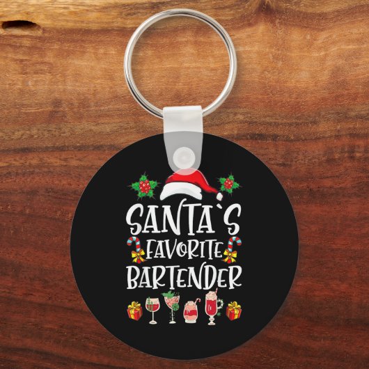 Bartender Xmas Gift Santa's Favorite Bartender Chr Sleutelhanger (Voorkant)