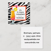 Bartender Zebra cocktail Vierkante Visitekaartje (Voorkant / Achterkant)