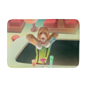 Bartending Dog in Retro Bar Badmat