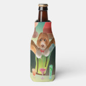 Bartending Dog in Retro Bar Flesjeskoeler (Fles Voorkant)