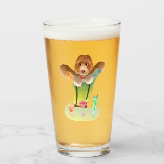 Bartending Dog in Retro Bar Glas (Voorkant gevuld)