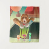 Bartending Dog in Retro Bar Wandkleed (Voorkant)