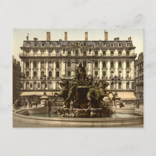 Bartholdi Fountain, Lyon, Frankrijk Briefkaart