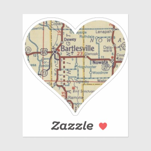 Bartlesville OK Retro kaart Sticker (Vel)