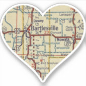 Bartlesville OK Retro kaart Sticker (Voorkant)