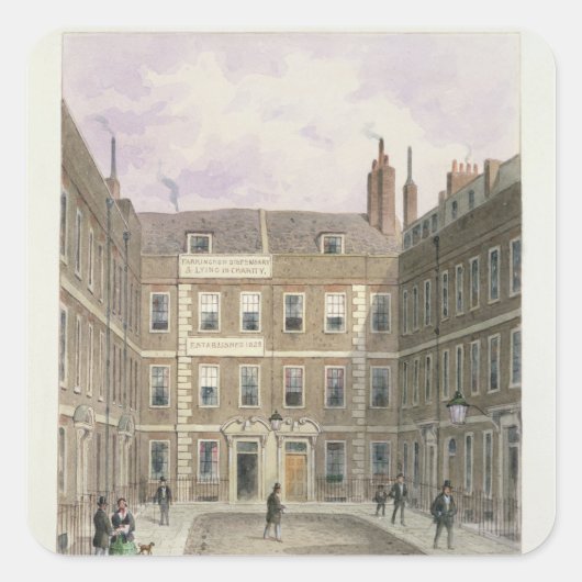 Bartlett's Buildings, Holborn, 1838 Vierkante Sticker (Voorkant)