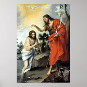 Bartolomé Esteban Murillo Het aptisme van Christus Poster