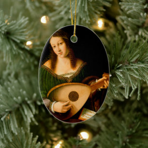Bartolomeo Veneto Lady die het portret van Lute sp Keramisch Ornament