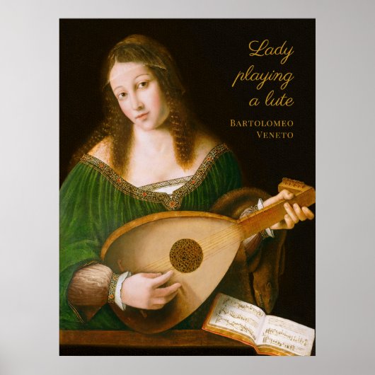 Bartolomeo Veneto Lady speelt een lute CC1161 Poster (Voorkant)