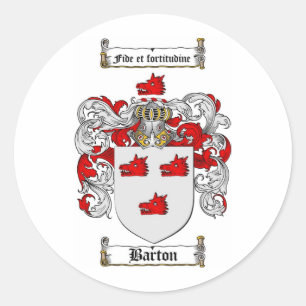 BARTON FAMILY CREST - BARTON WAPEN RONDE STICKER