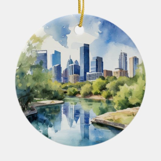 Barton Springs Austin Texas Waterverf Keramisch Ornament (Voorkant)