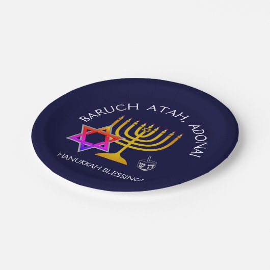 BARUCH ATAH ADONAI | Hanukkah Blessings Papieren Bordje (Gekanteld)