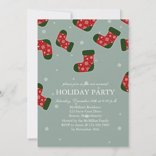 Bas de Noël bleu Fête de Noël invitation (Devant)