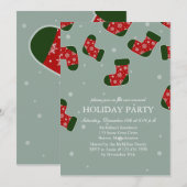 Bas de Noël bleu Fête de Noël invitation (Devant / Derrière)