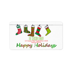 Bas de Noël Joyeux étiquette de adresse de vacance