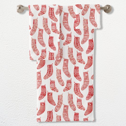 Bas de Noël nordique Motif rouge et blanc