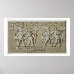 Bas Relief van de Oude Azitische Warriors van de S Poster