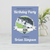 Bas Vissende Birthday Mannen Hobby Uitnodiging (Staand voorkant)