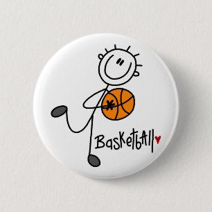 Basale Stokpoppetjes Basketbal T-shirts en Cadeaus Ronde Button 5,7 Cm
