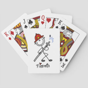 Basale Stokpoppetjes Brandweerman T-shirts en Cade Pokerkaarten