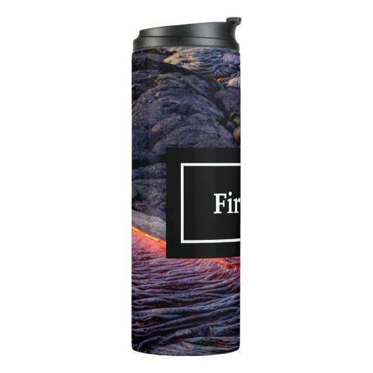 Basalt Lava Flow met Jouw naam en Monogram Thermosbeker (Gedraaid links)