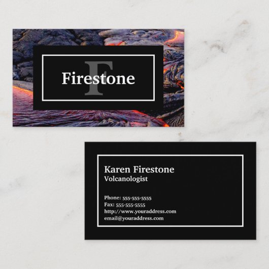 Basalt Lava Flow met Jouw naam en Monogram Visitekaartje (Voorkant / Achterkant)