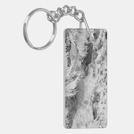 Basalt Lava Rocks Southwest Black en White Photo Sleutelhanger (Voorkant Links)