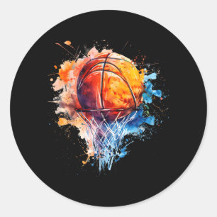 Basbal Splash Basbal Liefhebber Kleurrijke Waterve Ronde Sticker