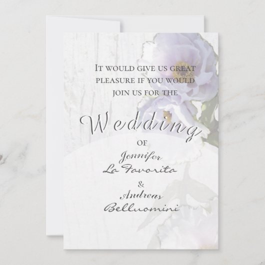 Base Tree Peony Faire-part de mariage blanc (Devant)
