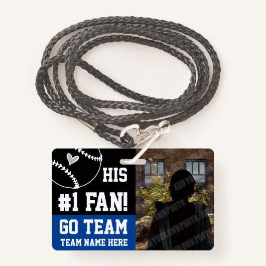 Baseball #1 de Naam van het Team van de Ventilator Badge (Voorkant met draagriem)