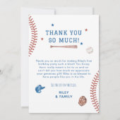 Baseball 1er anniversaire Carte de remerciements (Dos)