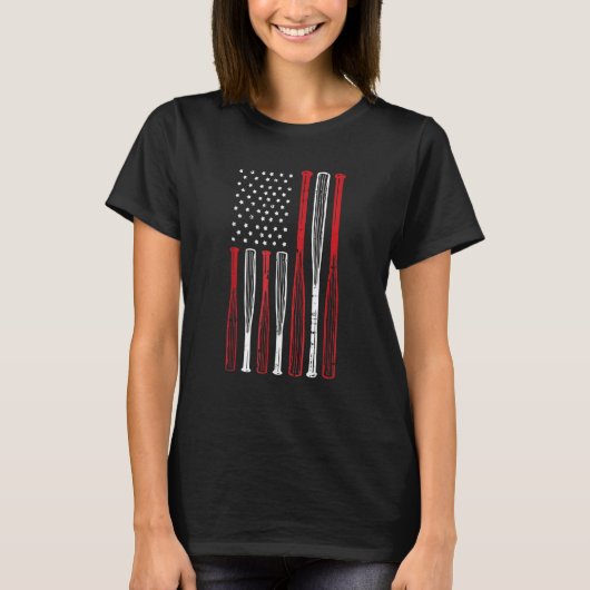 Baseball 4th Of July American Flag Patriotic Sport T-shirt (Voorkant)