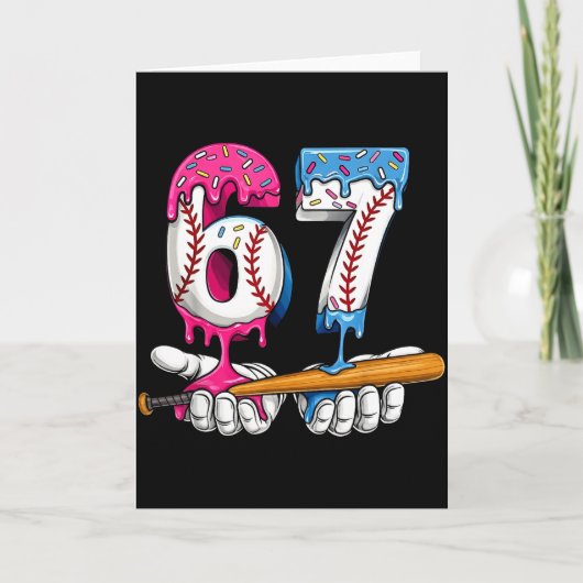 Baseball 67 Ice Cream Drip Six Seven Boys Funny Me Kaart (Voorkant)
