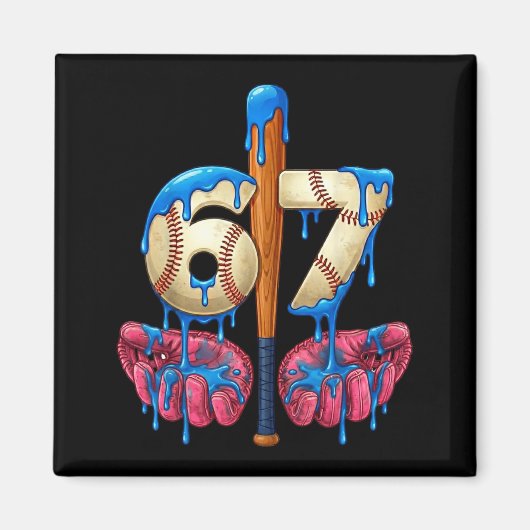 Baseball 67 Six Seven Funny Gen Alpha Meme Drip  Magneet (Voorkant)
