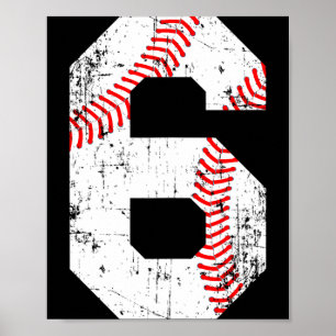Baseball 6 Jersey Nummer T Shirt Poster