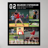 Baseball 7 Photo Player Name and Number Poster (Voorkant)