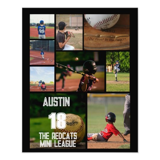 Baseball 9 Fotocollage Gepersonaliseerd Poster (Voorkant)