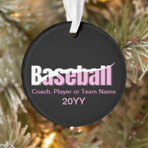 Baseball Abstract Swish - Meisjesachtige Woord Kun Ornament
