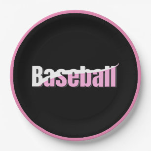 Baseball Abstract Swish - Meisjesachtige Woord Kun Papieren Bordje